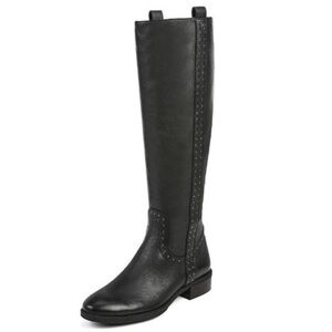 Black Leather Sam Edelman Prina Studded Knee-high Riding Boots